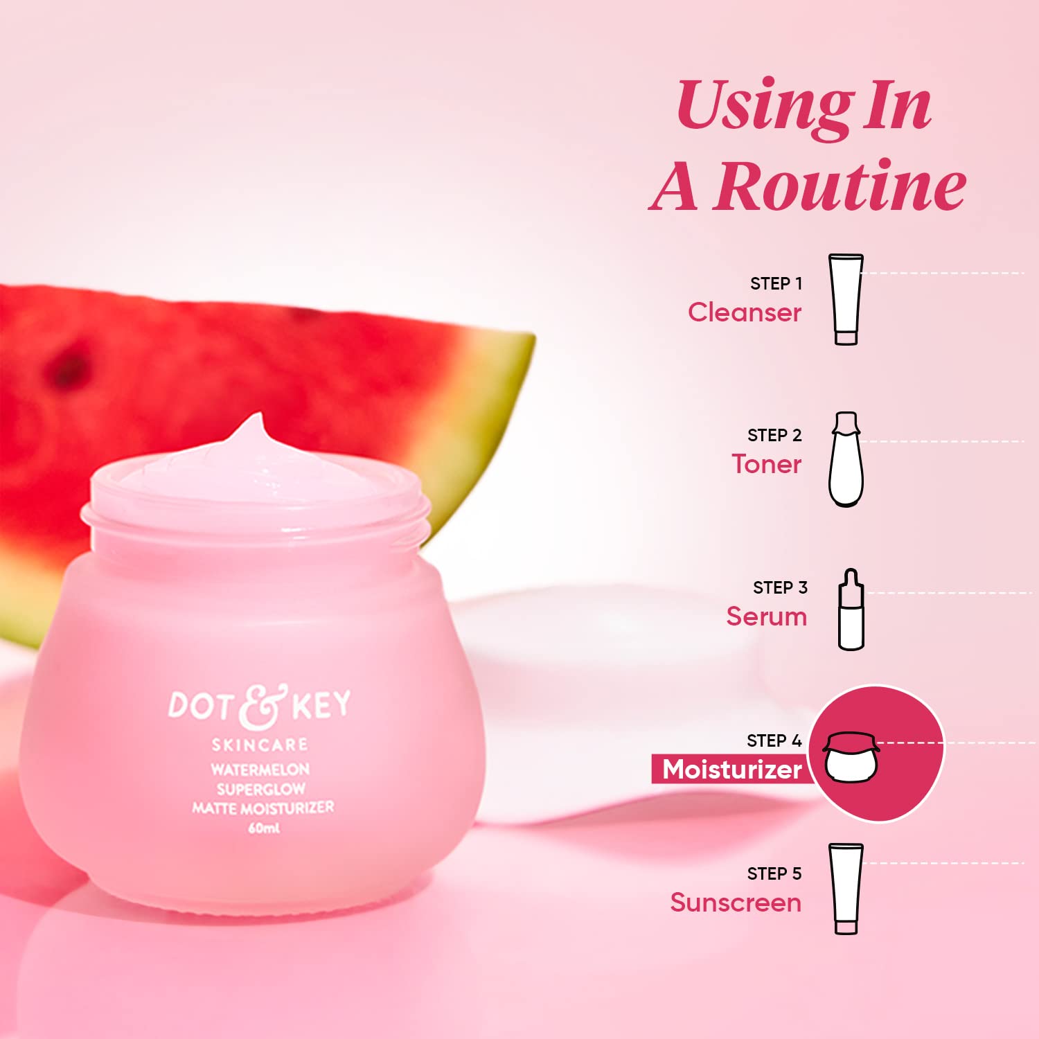 Dot & Key Watermelon Superglow Matte Oil Free Moisturizer for Face with Watermelon Extracts-60 ml. 