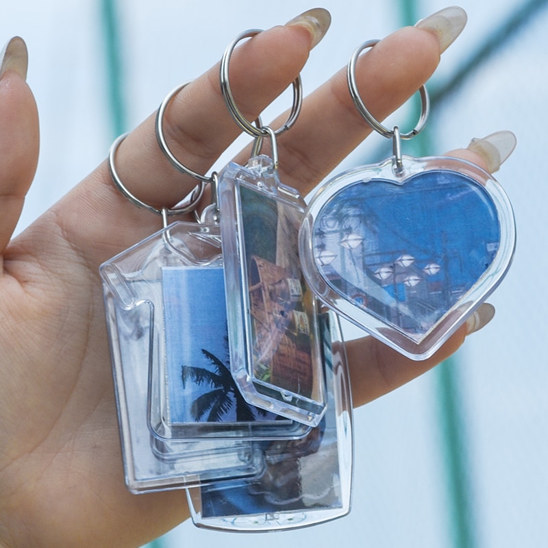 1/5pcs Acrylic Photo Frame Keychain with Tassels Snap-In Custom Insert Photo Acrylic Blank Keyring Clear Blank Picture Keyring. 