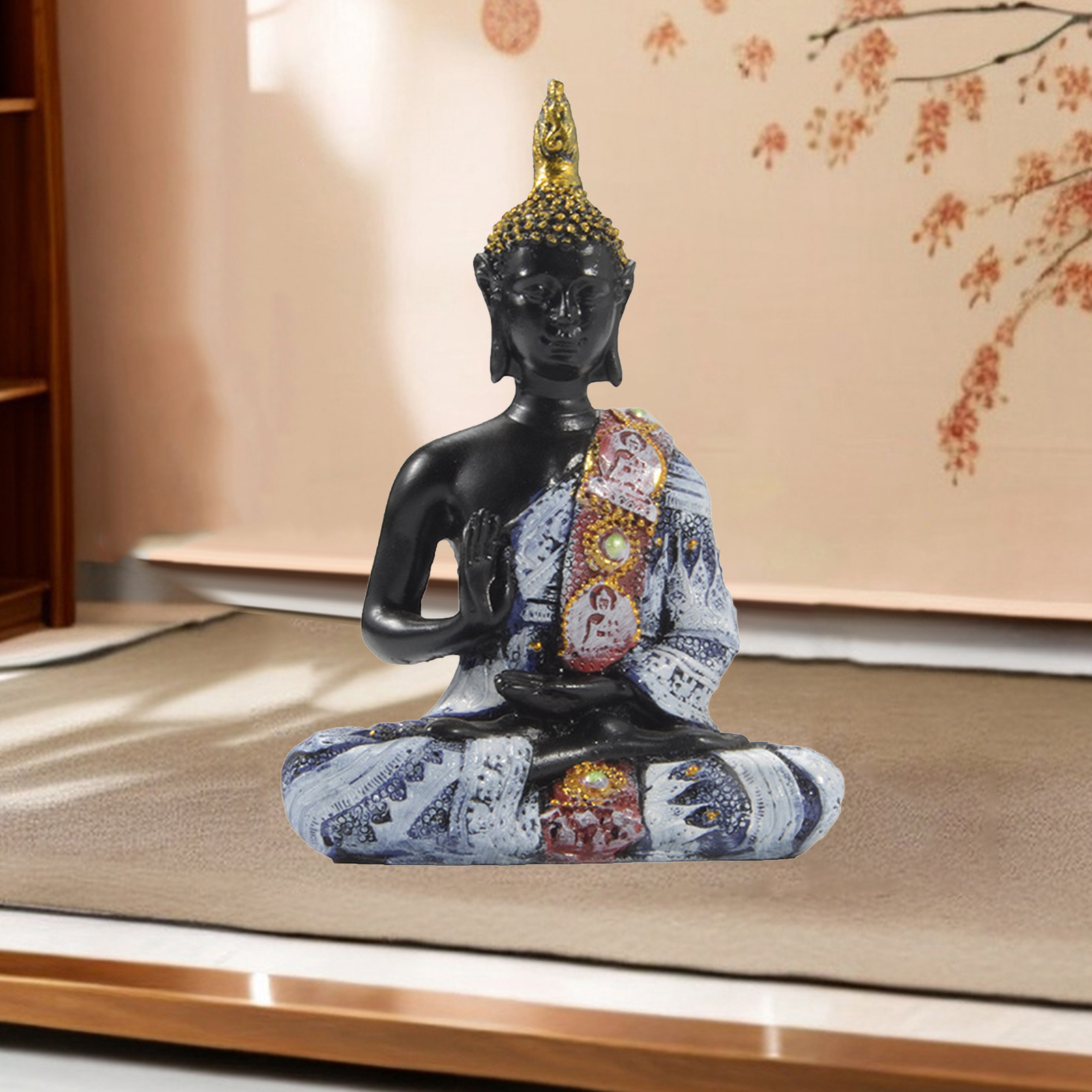 Meditation Buddha Statue Zen Buddha Statue for Home Office Decor Resin Meditation Figurine Ornament Lifelike Buddha Statue. 