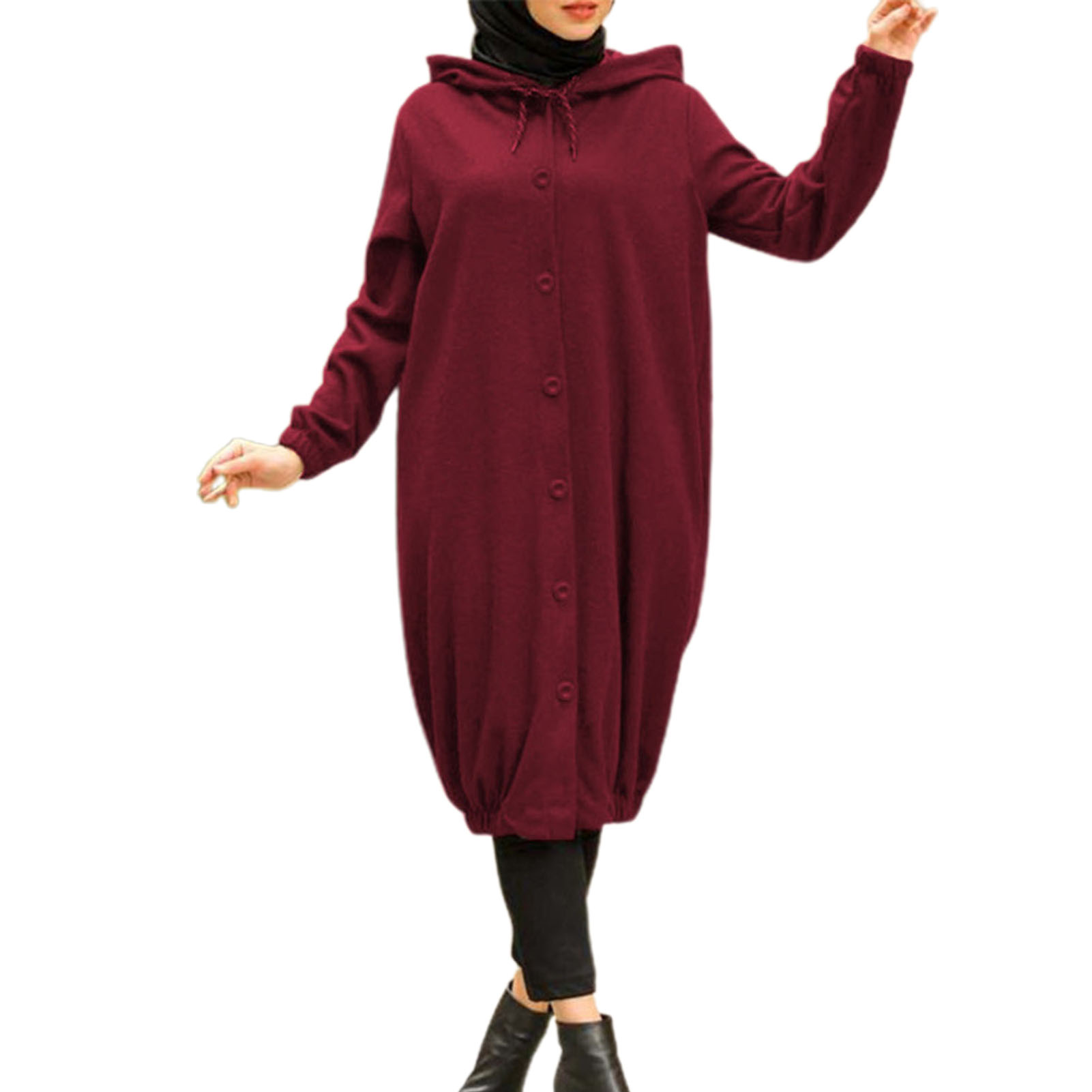 Sweatshirt Dress Drawstring Buttons 