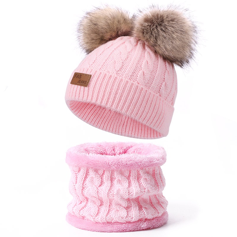 Baby Winter Hat Pompom Children Hat Knitted Cute Warm Cap Scarf Gloves Suit For Girl Boy Casual Solid Color Infant Hat