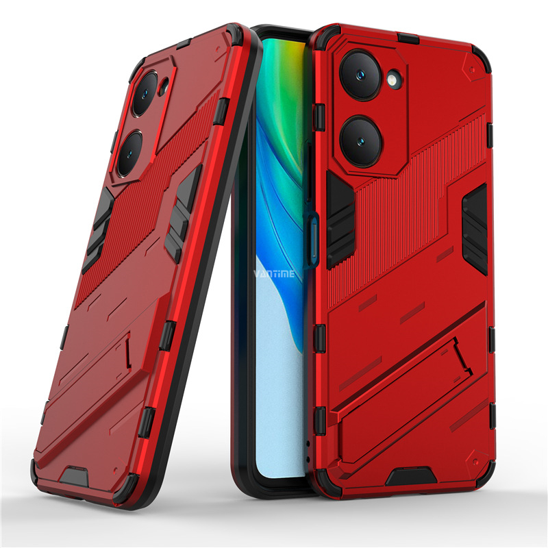 Custodia Hi-Case Per Xiaomi 12 Lite 5G, Cover Con Protezione Fotocamera Scorrevole, Anello Porta Carte E Supporto Magnetico, Rosso