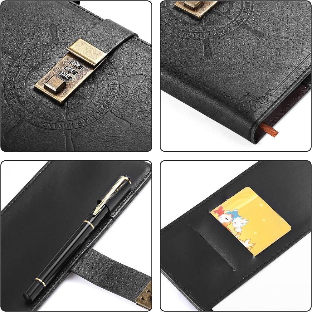 Secure Notebook Sailor's Voyage Password Notebook Classic Design Leather Cover Thick Pages Locked Diary book Password-locked A5 Size Password Journal for Personal Journaling Office Use Gift Item. 