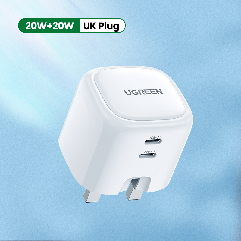 UGREEN USB C Charger 40W Dual USB C PD Fast Charger Block 2-Port 20W USB C Power Adapter Foldable Plug Compatible with iPhone 12 Mini 12 Pro Max SE 11 Pro XR iPad Pro AirPods Galaxy S10 S9 and More. 
