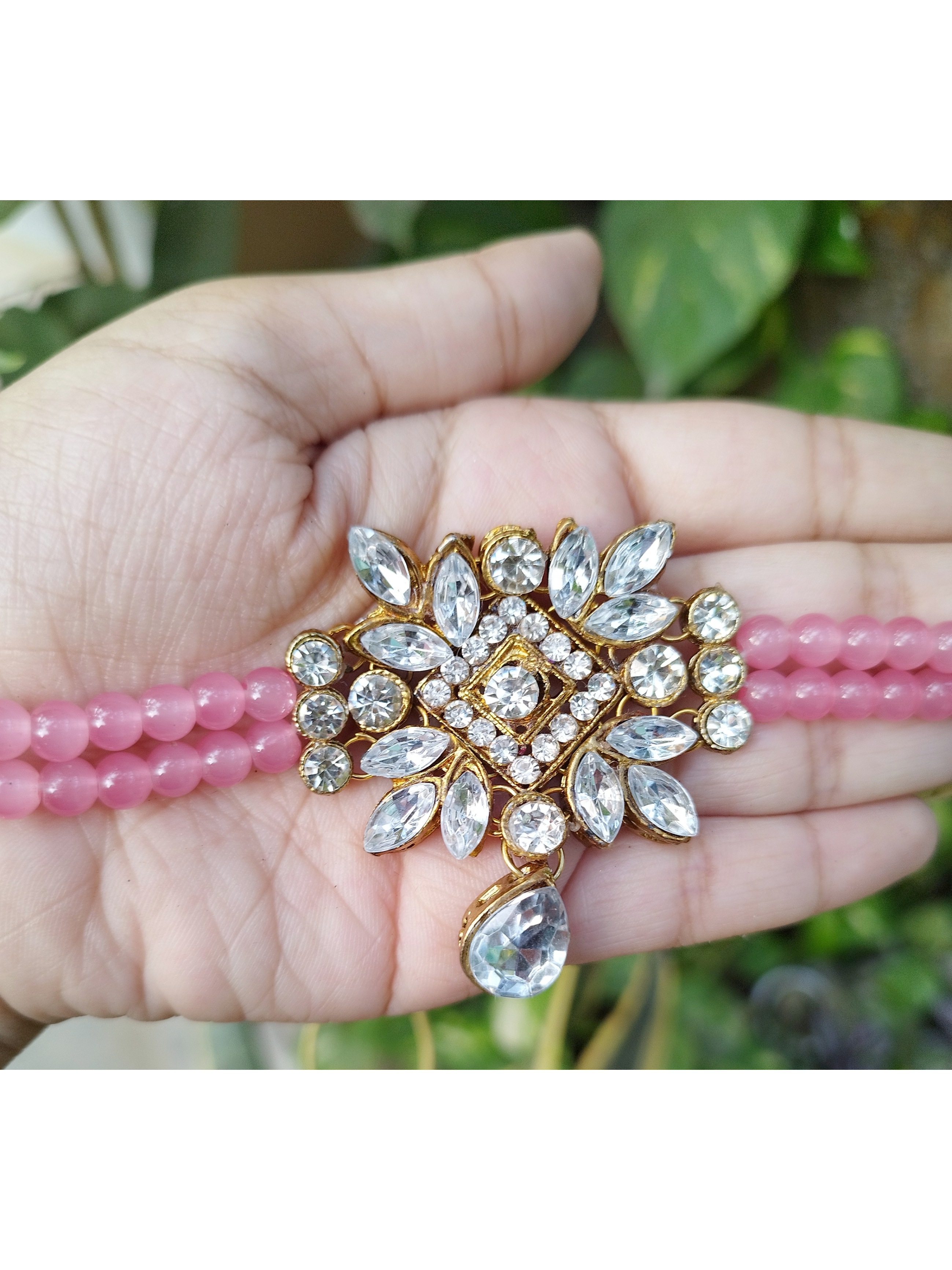 Pakistani Traditional kundan pink colour choker necklace for women