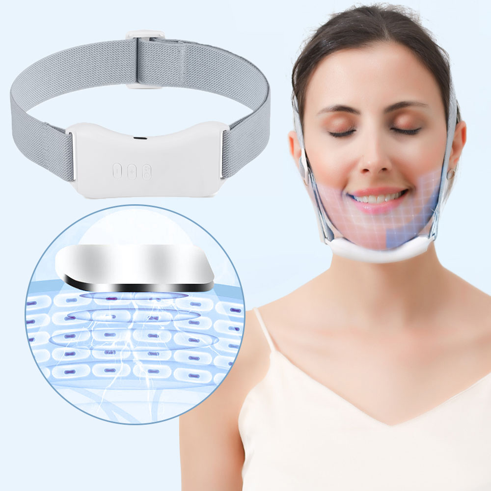 EMS Microcurrent Facial Lifting Massager 6-Mode Heated Skin Tightening Slimming Double Chin V Shape Lift Belt Face Fat Burning