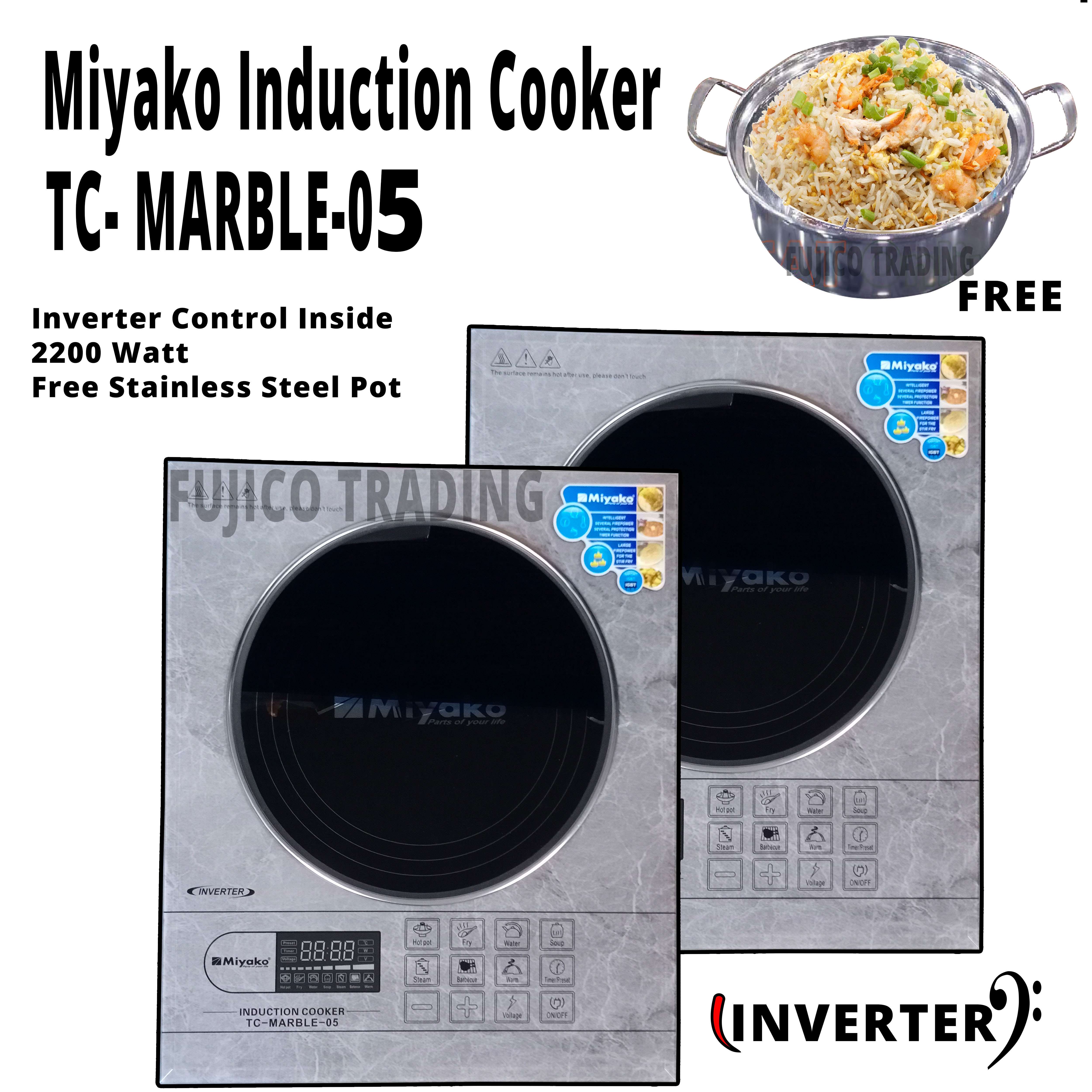 Miyako Induction Cooker TC- MARBLE-05-Inverter technology 8 Cooking Function & Press Control. 