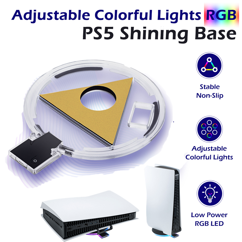 Honcam Adjustable RGB Base LED Atmosphere Light Stand Vertical Horizontal Station Holder for PS5 Game Console Lighting Strip. 