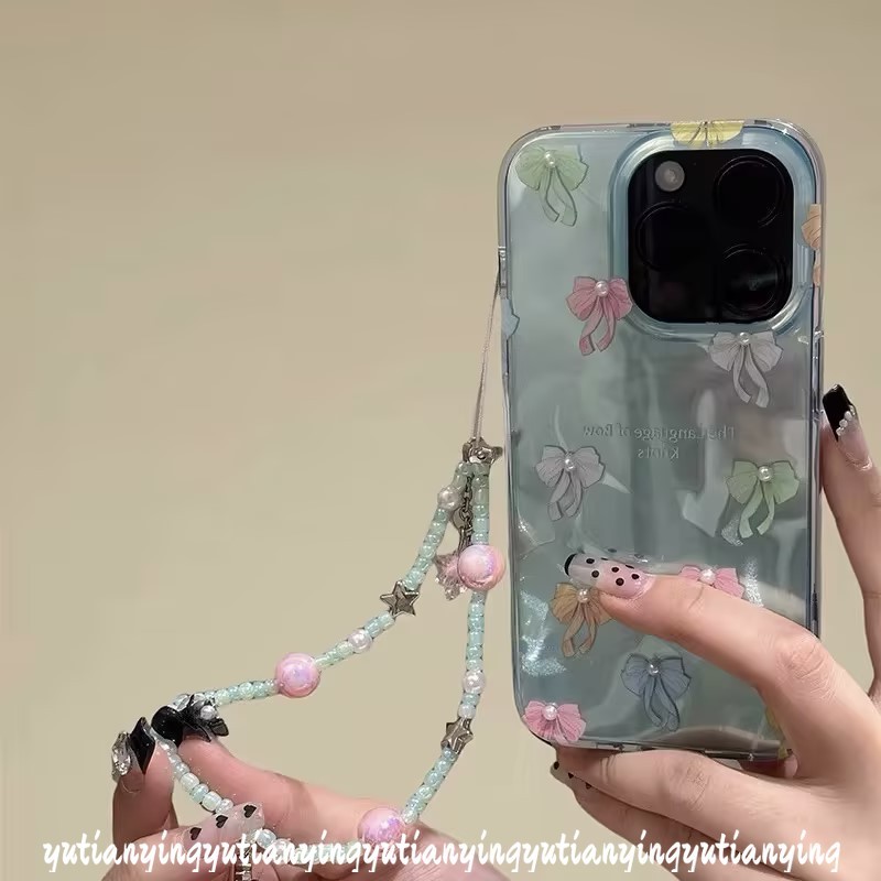 Cute Colored Bow Knot Case for Redmi 13C 13 10C A3 12 9 A1 12C 9C 9T 10 A2 10A 9A Note 13 12 11 11s 10 10s 9 8 Pro Max Poco C61 C65 X6 M3 Luxury Ripple Luster Bracelet Soft Case. 