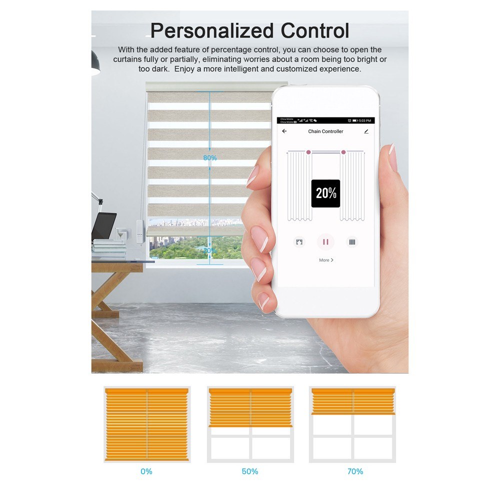 Tuya WiFi Intelligent Pull Bead Curtain Motor Electric Roller Blinds Driver Automatic Opener Support APP/Voive/Remote Control Timer Setup Percentage Control Compatible with Alexa Google Assistant-eu. 