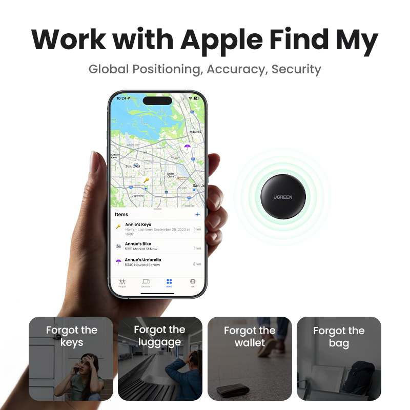 UGREEN Wireless Bluetooth 5.2 Key Finder Security Smart Tra-cker Mini Anti-Lo-st Tra-ck Device for iPhone iPad Document Smart Key Tag Locator Track. 
