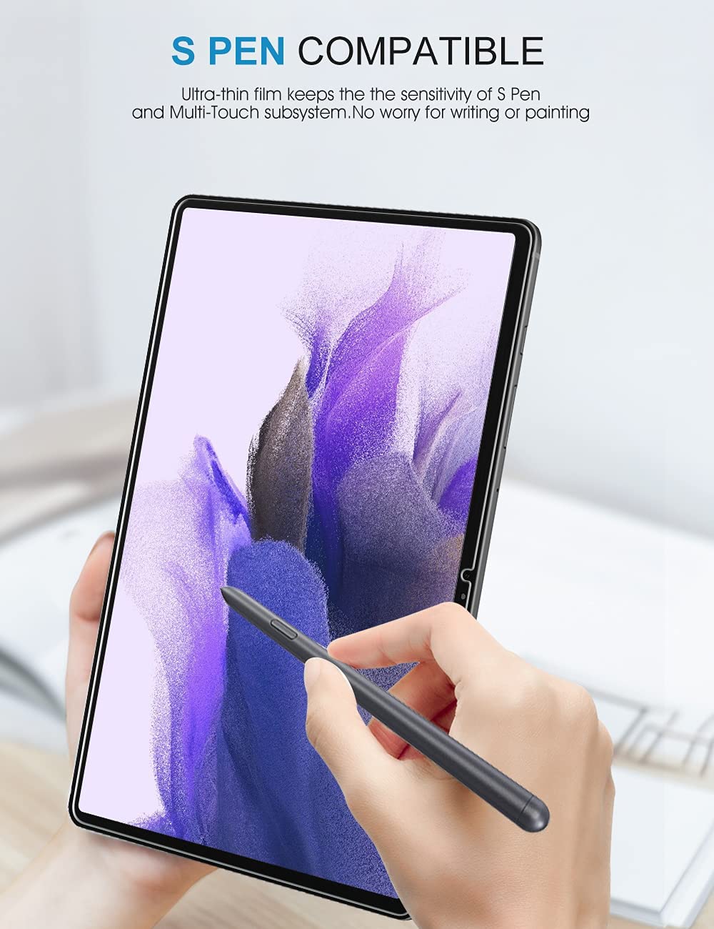Samsung Galaxy Tab S7 Plus / Samsung Galaxy Tab S7 FE Screen Protector, Tempered Glass for Galaxy Tab S7 Plus/Tab S7 FE 5G (12.4 Inch) with S Pen Compatible. 