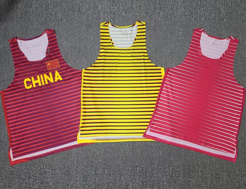 UGANDA Stripes Man Fast Running Net Breathable Vest  Speed Professional Athlete Track Field Singlet Customizable Logo. 