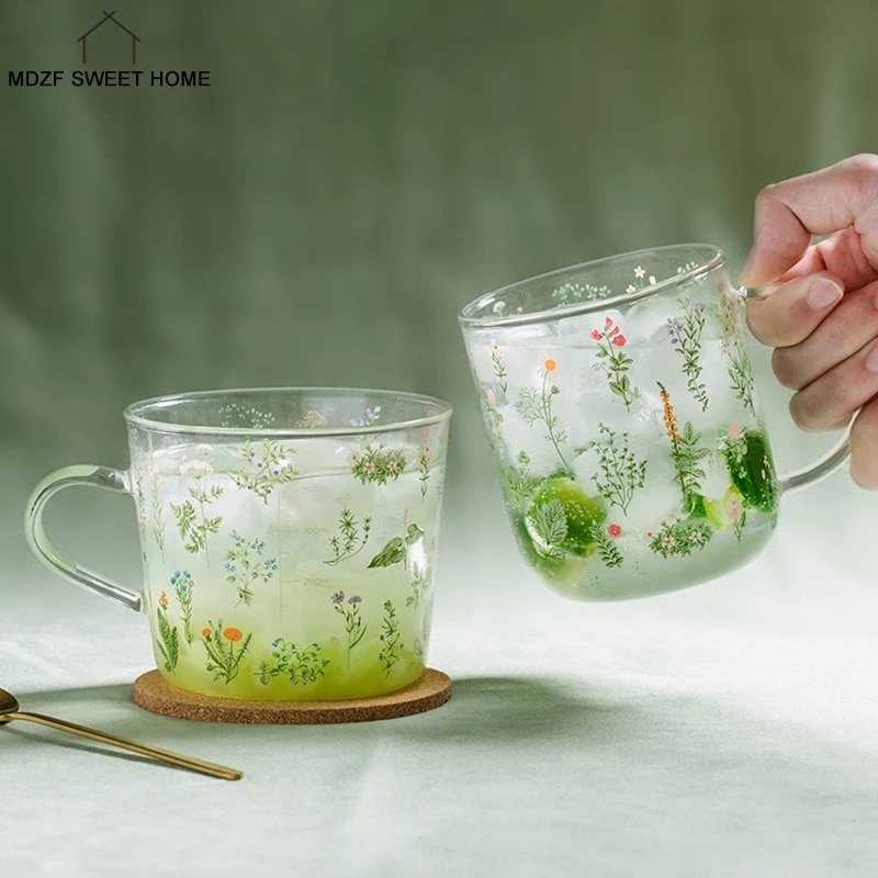 Creative Cartoon Flower Coffee Mug Home Office Glass Water  Cup Handgrip Milk Breakfast Drinkware Cup DROPSHIPPING. 