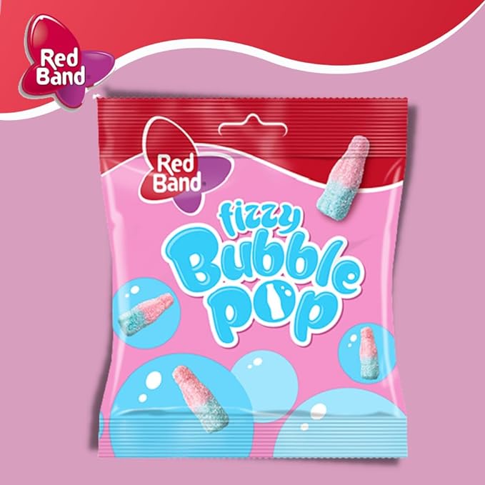 Red Band Bubble Pop Chewy Sugar Coated Fruit Candy Bottle Gummy Candy