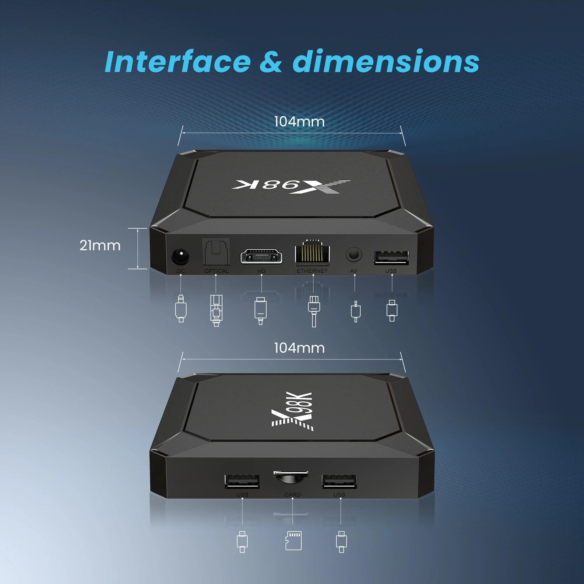 X98K TV Box Android 13 Rockchip RK3528 2GB 16GB / 4GB 32GB BT5.0 AV1 Wifi6 2.4G 5G Wifi 4K HD Smart Media Player Set Top Box. 