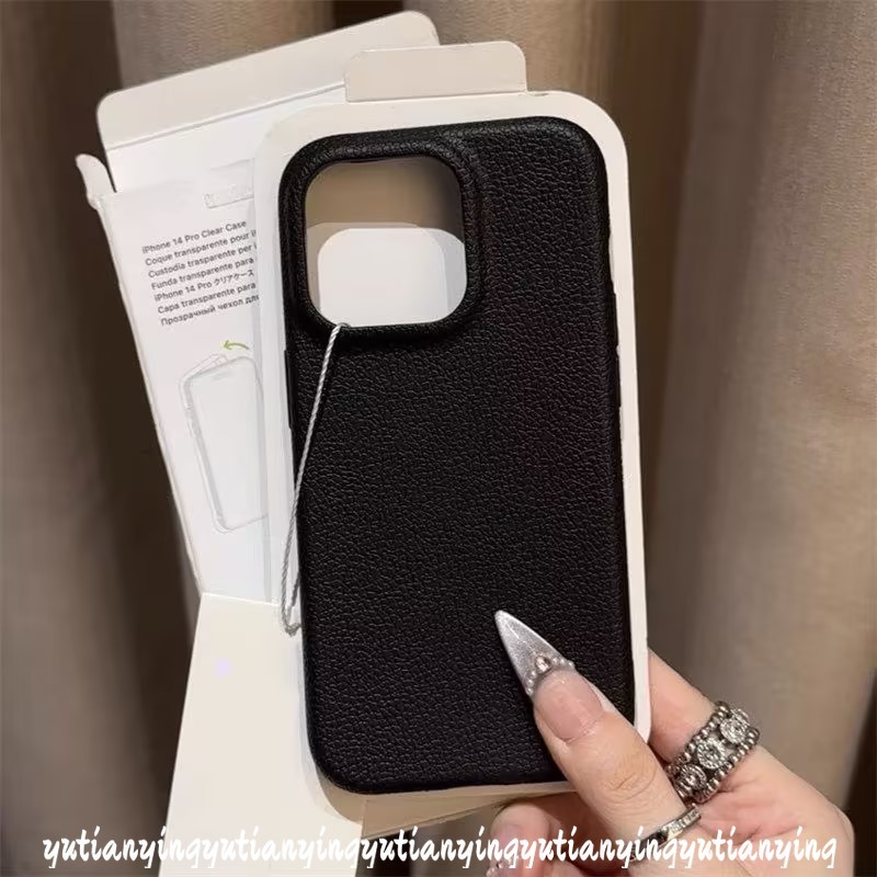 Luxury Lychee Leather Texture Skin Feel Case Compatible for IPhone 15 11 16 13 12 14 Pro Max 15 16 14 Plus 16 Pro 12Pro Max 16Pro 15Pro Trendy Solid Color Simple Maillard Soft Case. 