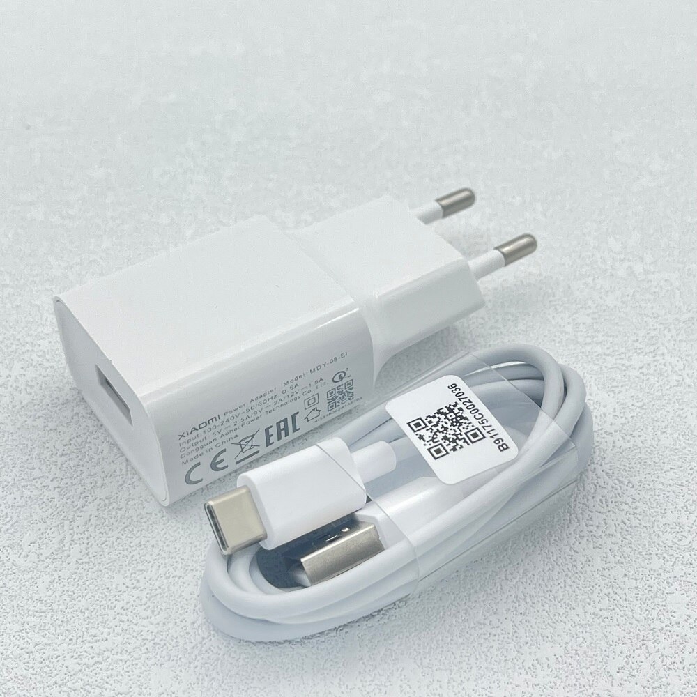 MDY-08-EI Mi 6 Quick Charger USB EU Plug 18W Adapter Type C Cable For Mi XIAOMI Note 10 Lite Redmi 10X 10 Ultra Note 9 9s 9A. 