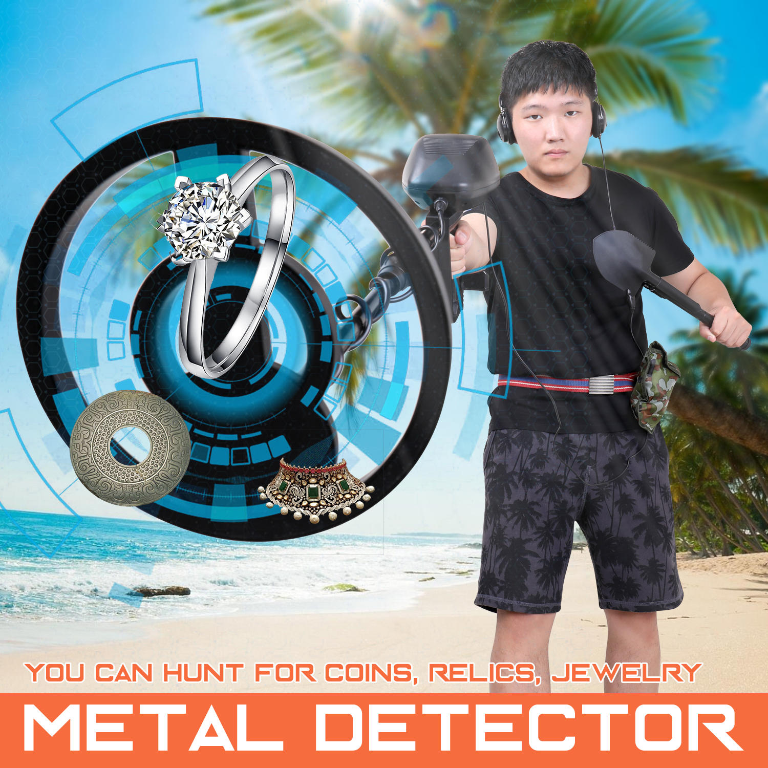 KOGEEK MD830 Portable Easy Installation Underground Me-tal Detector High Sensitivity Treasure G-old Me-tal Detecting Tool Finder with 3 Adjustable Modes Larger Back-lit LCD Display 3 Audio Tone and DISC Mode for Adults and Kids. 
