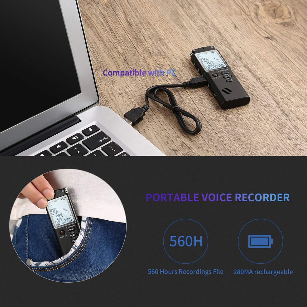 AR66 Digital Voice Sound Recorder 8GB Noise Reduction. 