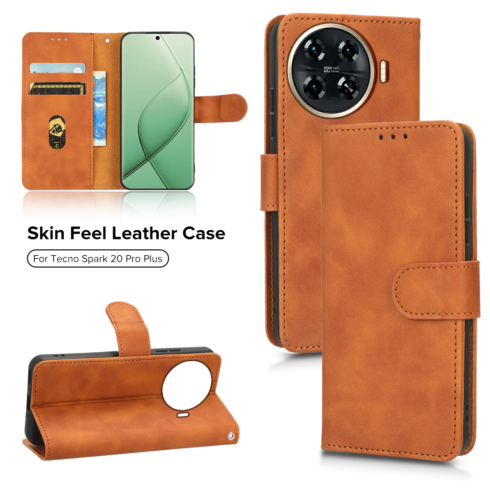 For Tecno Spark 20 Pro Plus Skinfelt Leather Case For Tecna Spark 20 Pro+ Spark 20Pro+ Wallet Card Holder Luxury Leather Phone Case