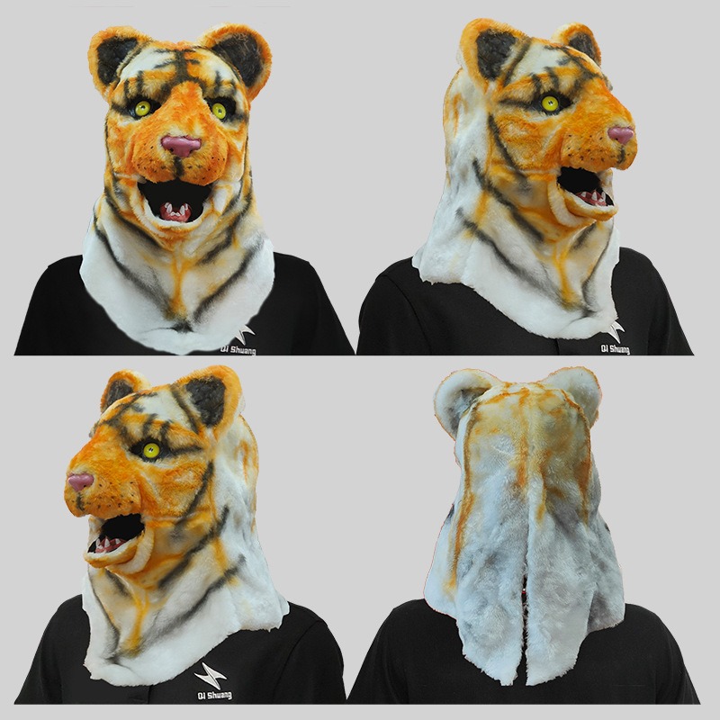 Can Open Mouth Animal Head Mask Funny Wolf Dog Tiger Gorilla Head Costume Costume Party Halloween Props Horror Cosplay Anime New. 