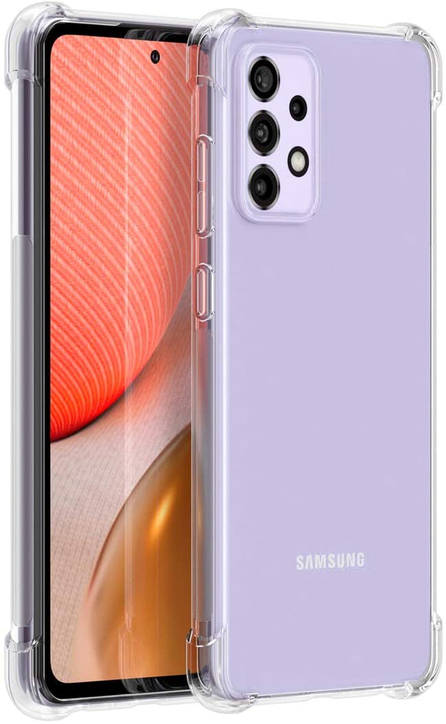 For Samsung Galaxy A72 5G Transparent Soft Gel TPU Reinforced Corners Cushion Bumper Shockproof Drop Protection Case Cover