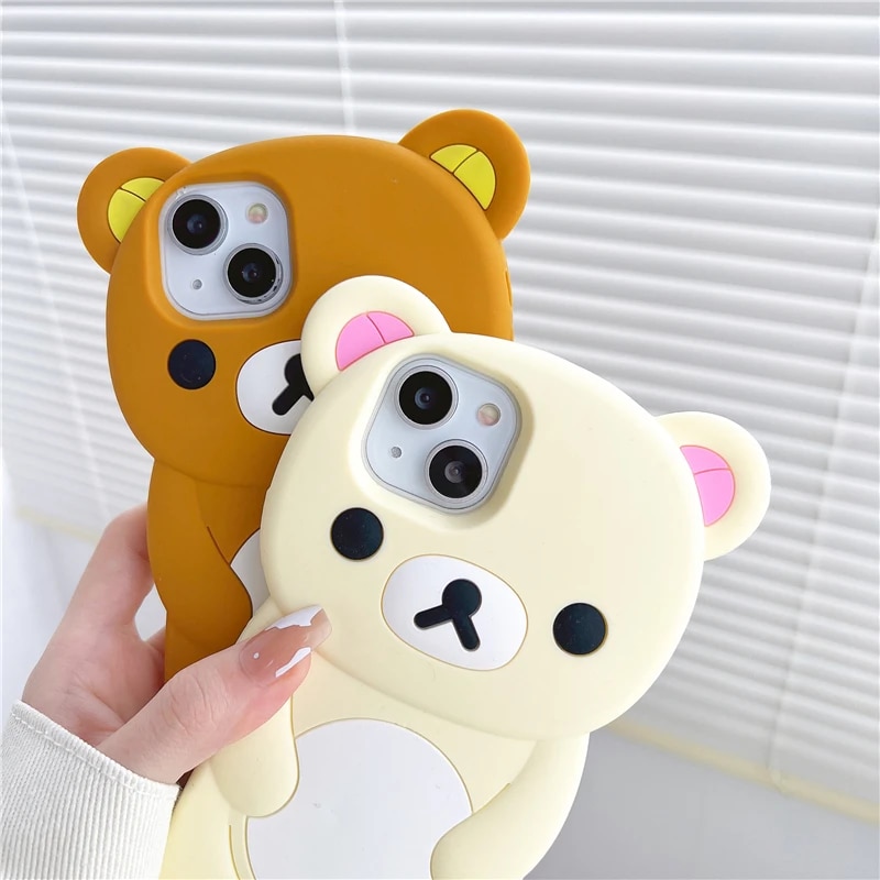 Rilakkuma Bear Silicone Soft Cover Case For iPhone 15 14 13 12 11 Pro Max Xs XR 6 7 8 Plus. 