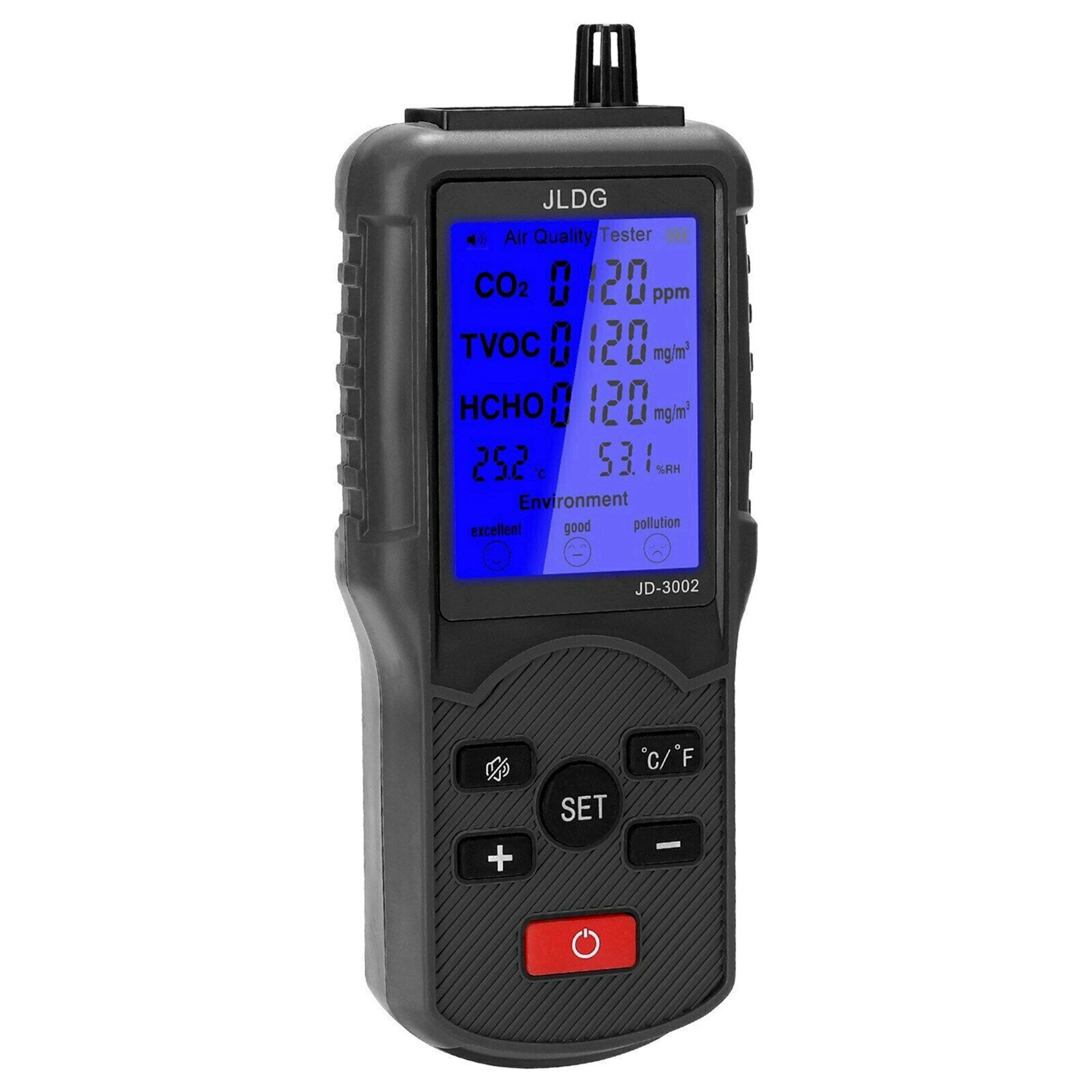 Jldg 2X Air Quality Tester Co2 Tvoc Meter Temperature Humidity Measuring Device Carbon Dioxide Monitor with Lcd Screen. 