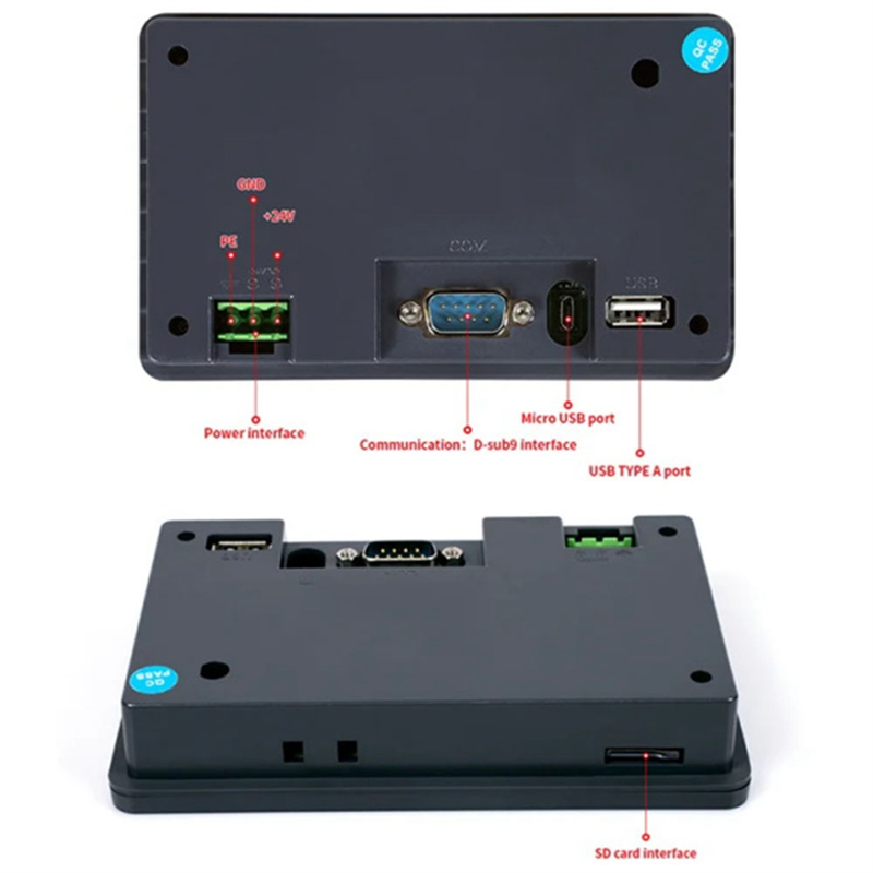 4.3Inch TFT LCD Touch Screen RS485 or 232 or 422 Communication DC10-30V HMI for Industrial Control PLC Programmable(C) Easy Install. 
