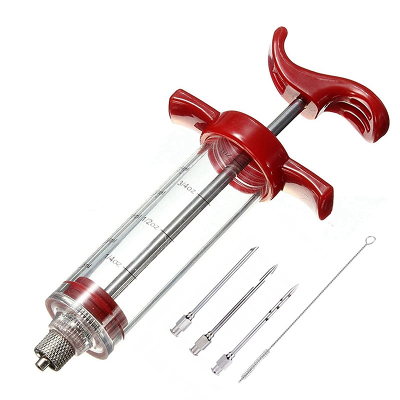Meat Injector Syringe - 3 Marinade Injector Needles for BBQ Grill, Turkey Injector Kit, Marinades Injector for Meats Easy Install Easy to Use