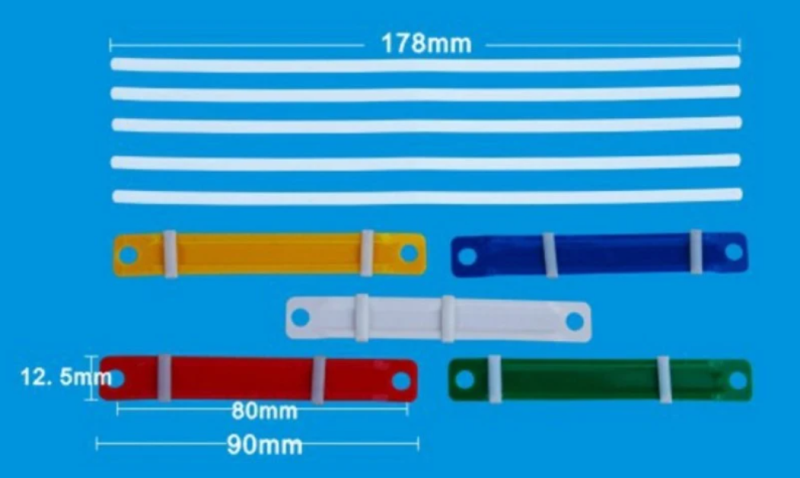 Colorful 8cm Plastic Paper Fasteners -- 10 Pieces. 