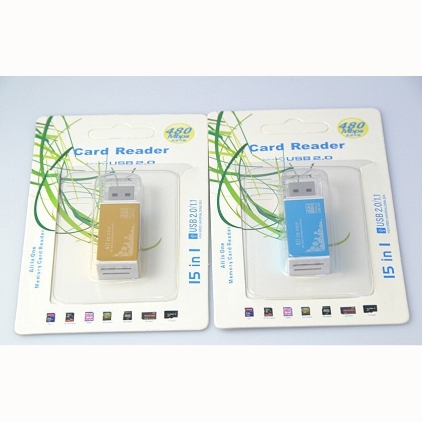 5 piece /bag Smart All in one card reader Multi in 1 card reader SD/SDHC,MMC/RS MMC,MS/MS PRO/MS DUO,M2 card reader Wholesale TF. 