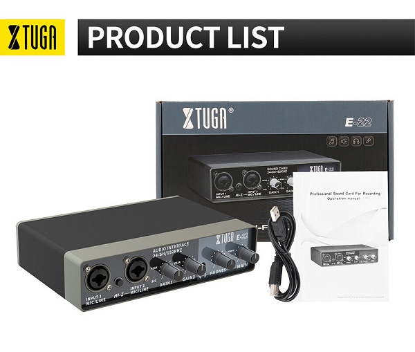 X TUGA E22 HIGH-FIDELITY Audio Interface Professional Sound Card 24-bit/192KHZ. 