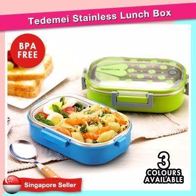 Tedemei Stainless Steel Single Layer Round Shape Lunch Box Green 1 Containers Lunch Box (920 ml)