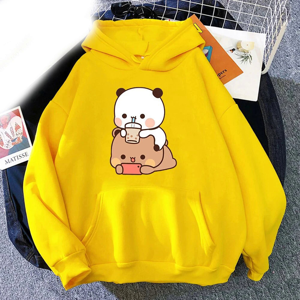 New kawaii Bubu and Dudu drink Bubble tea hoodies print men woman fashion hoodie oversized sweatshirts pullovers unisex clothing. 