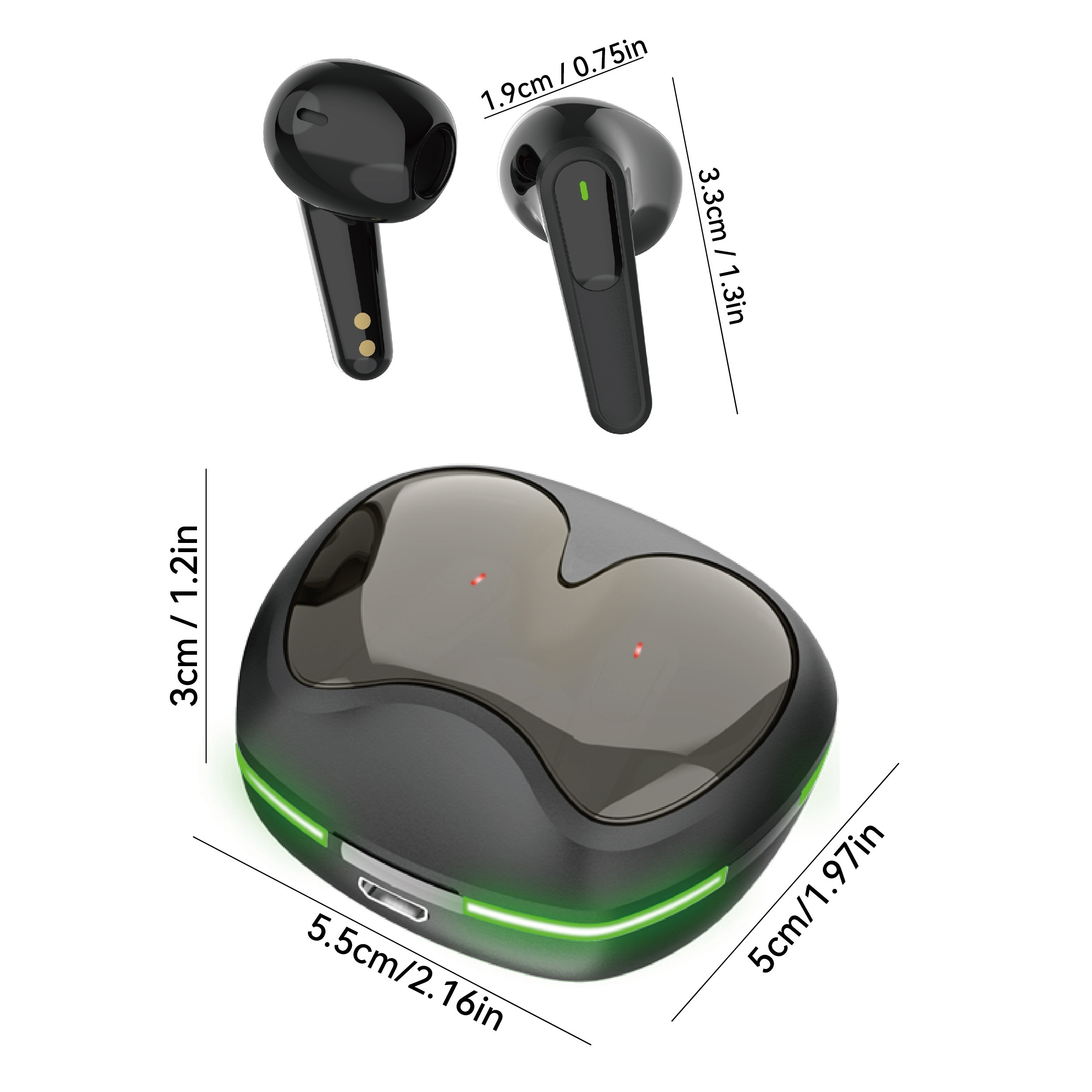 TWS V5.3 True wireless stereo earbuds, TWS gaming hand free headphone, touch button low latency low power consumption headset, Auto power on, ergonomic design, water proof IPX4 earphones with RGB light.. 