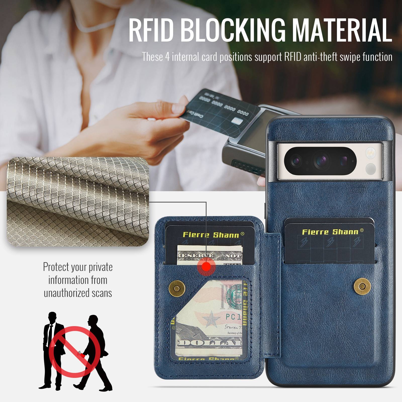 Fierre Shann Oil Wax Cow Leather Card Holder Back Phone Case For Google Pixel 8 Pro/Google Pixel 7a/Google Pixel 7/Google Pixel 8/Google Pixel 7 Pro/Google Pixel 8a. 