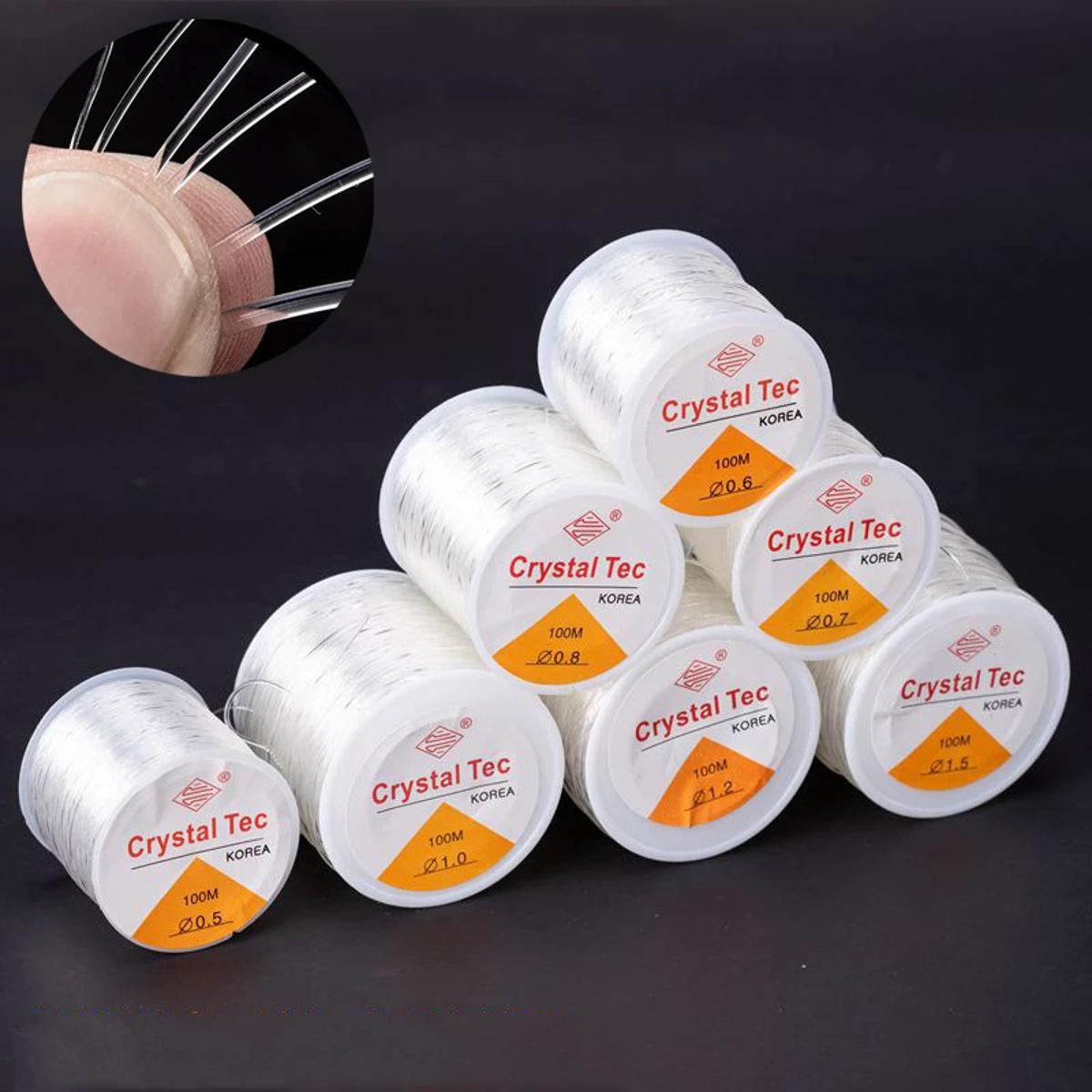 0.5-1mm 100m/ Roll Transparent Elastic Crystal Line Beading Cord String Wire Thread for Jewelry Making DIY Necklace Bracelet Accessories [Jane Eyre]