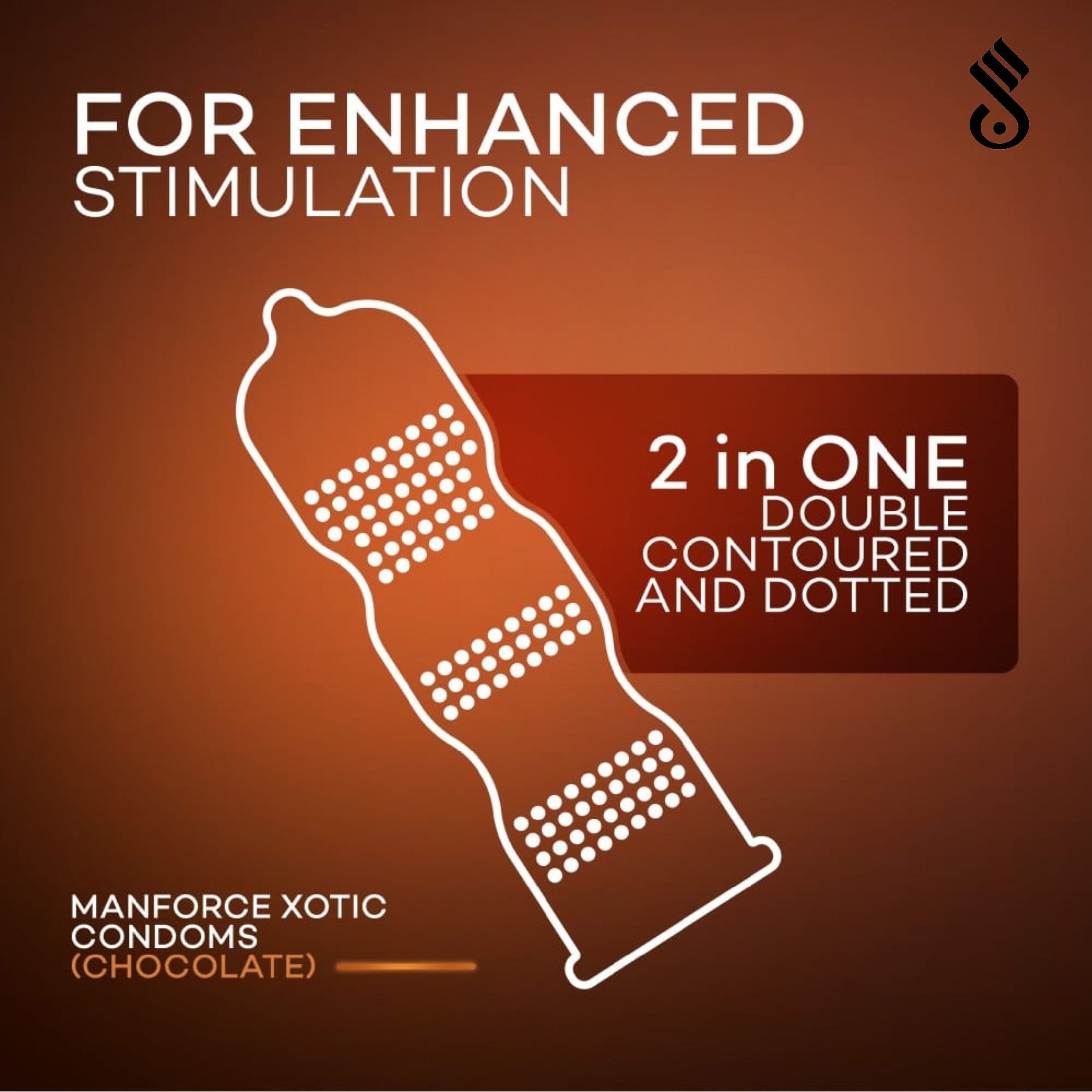 Manforce Chocolate Flavoured Extra Dots Condom For Men - Large Single Pack 10pcs Condoms. 