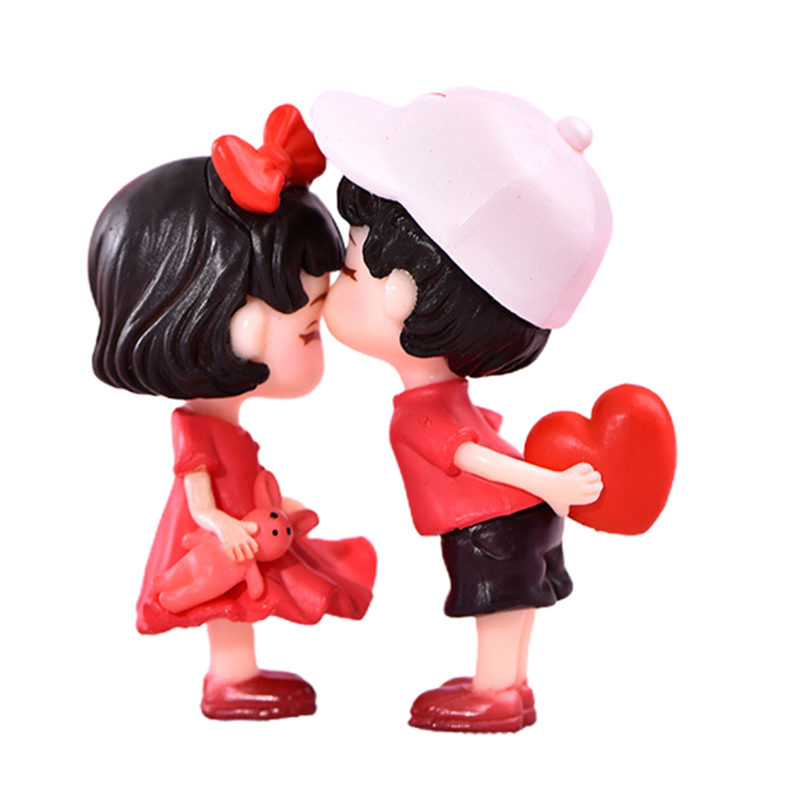 Lovers Figurines Adorable Desktop Small Plastic Lovers Kiss Sculptures