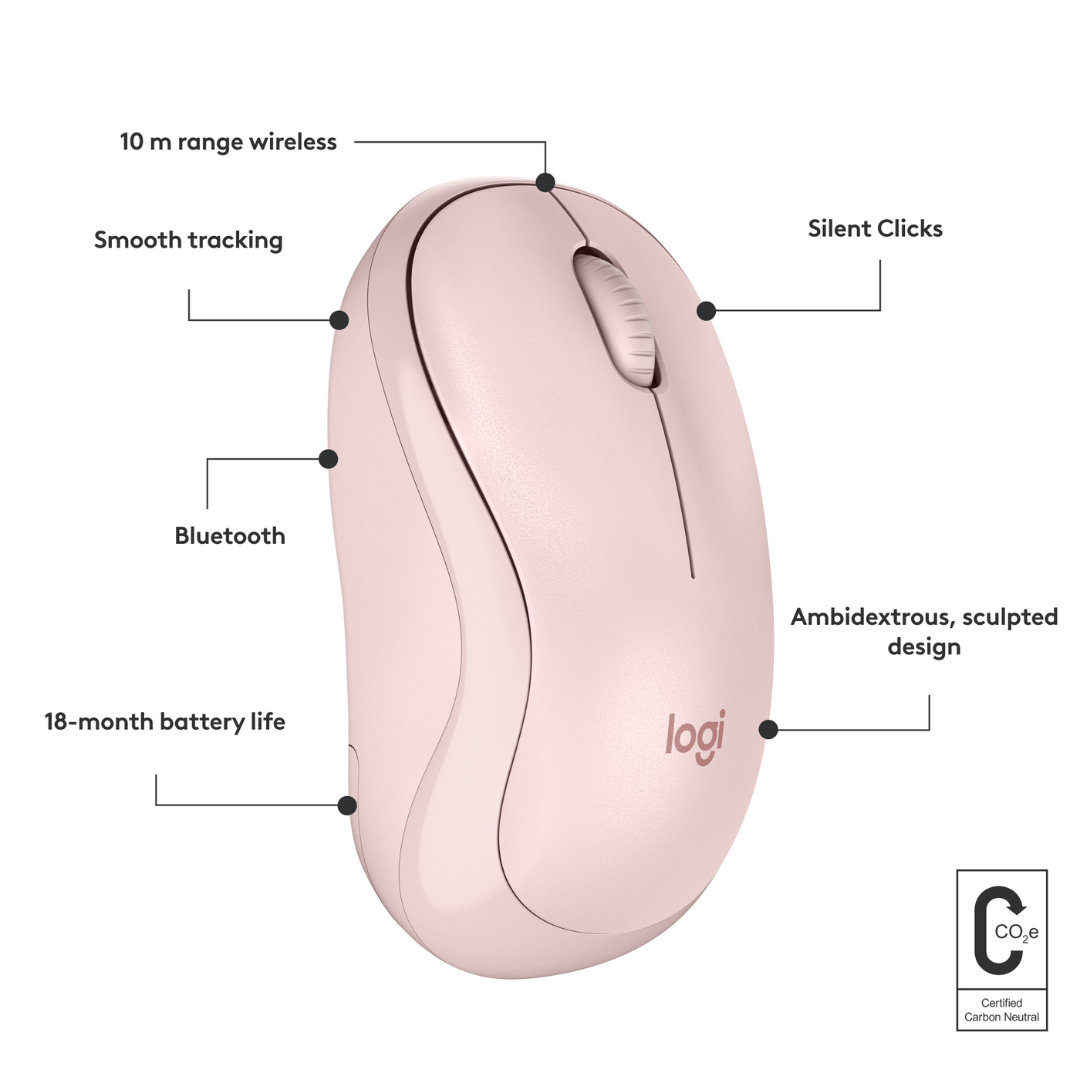 Logitech M240 Silent Bluetooth Mouse, Wireless, Compact, Portable, Smooth Tracking, 18-Month Battery, for Windows, macOS, ChromeOS, Compatible with PC, Mac, Laptop, Tablets. 