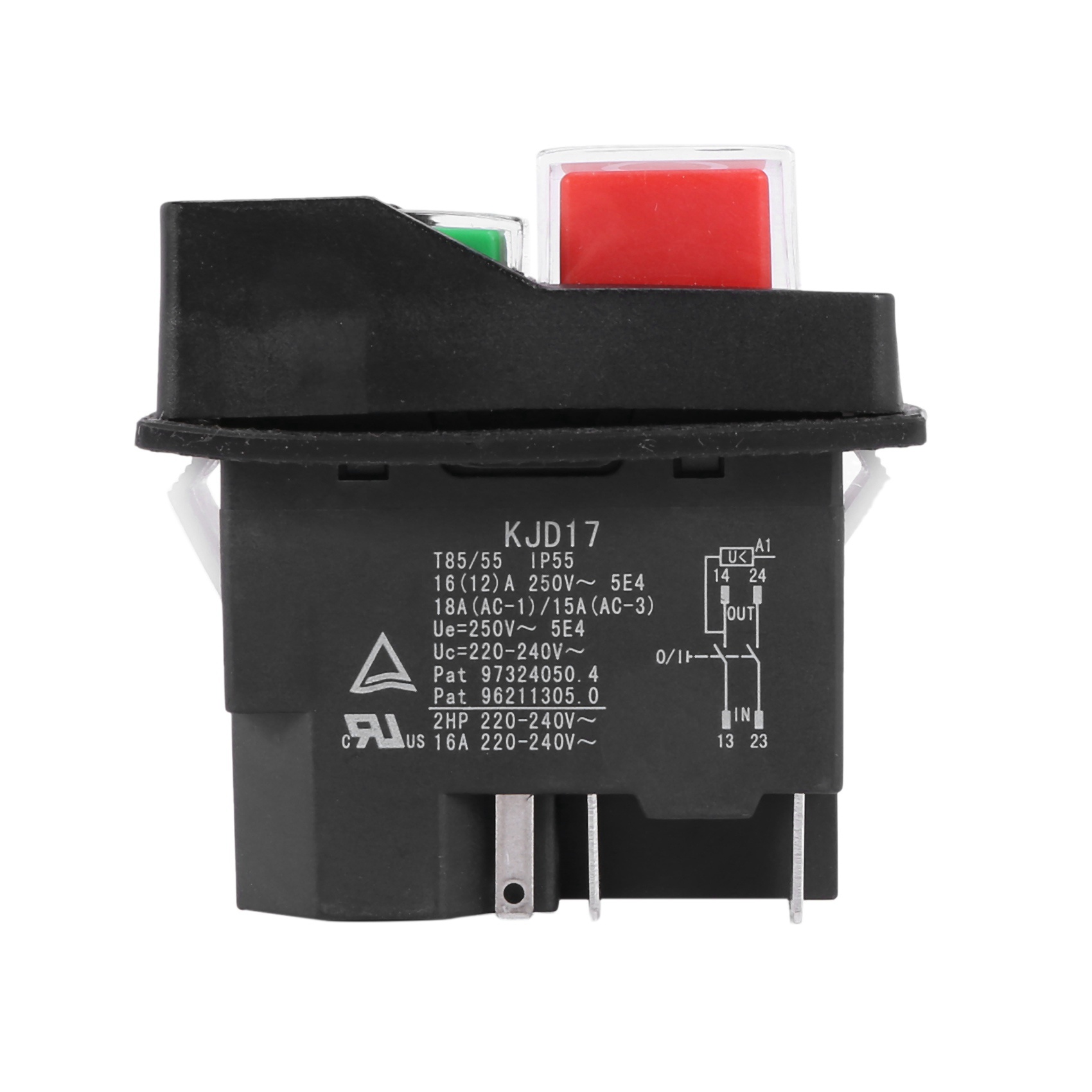 2X Waterproof Electromagnetic Push Button Switch 5 Pins KJD17 220-240V Coil Magnetic Starter Tool Safety Switches. 