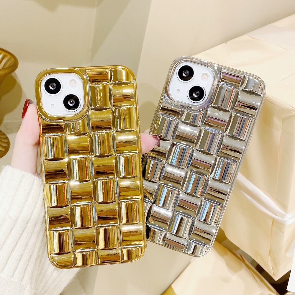For iPhone 13 Pro Max Weave Texture Electroplated TPU Phone Case. 
