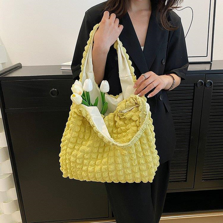 2023 New Summer Korean Ins Girly Cloud Puff Flower Shoulder Bag Canvas Simple Handbag. 