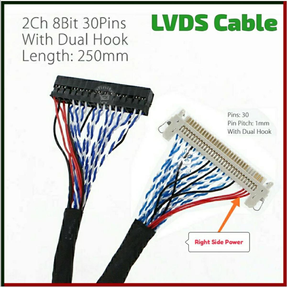 LVDS Cable D8 FIX-30P-D8 FIX 30 Double Pins 2ch 8bit 1.0mm Pitch 250mm 500mm 17-21inch LCD Display Panel Screen Controller