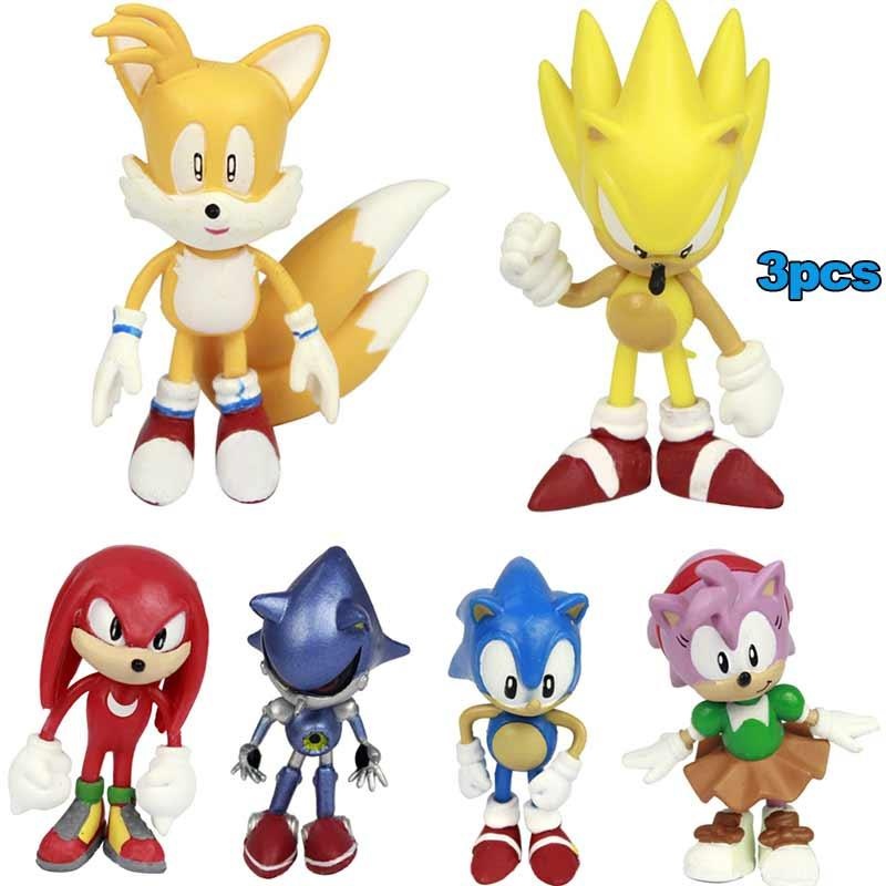 6pcs Set Toys Sonic the Hedgehog Amy Tails Mephiles Knuckles 2.4in PVC Figure Model（Random） - intl. 