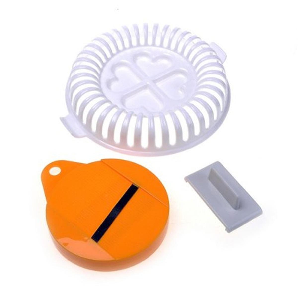 Microwave Oven Fat Potato Chips Maker Apple Fruit Potato Crisp Chip Slicer Snack Maker DIY Set Tray Kitchen Tool Random Color-