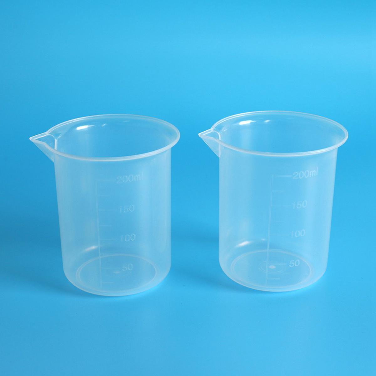 Lab Graduated Clear Plastic Thicken with Cap Measuring Jug 200mL 4pcs