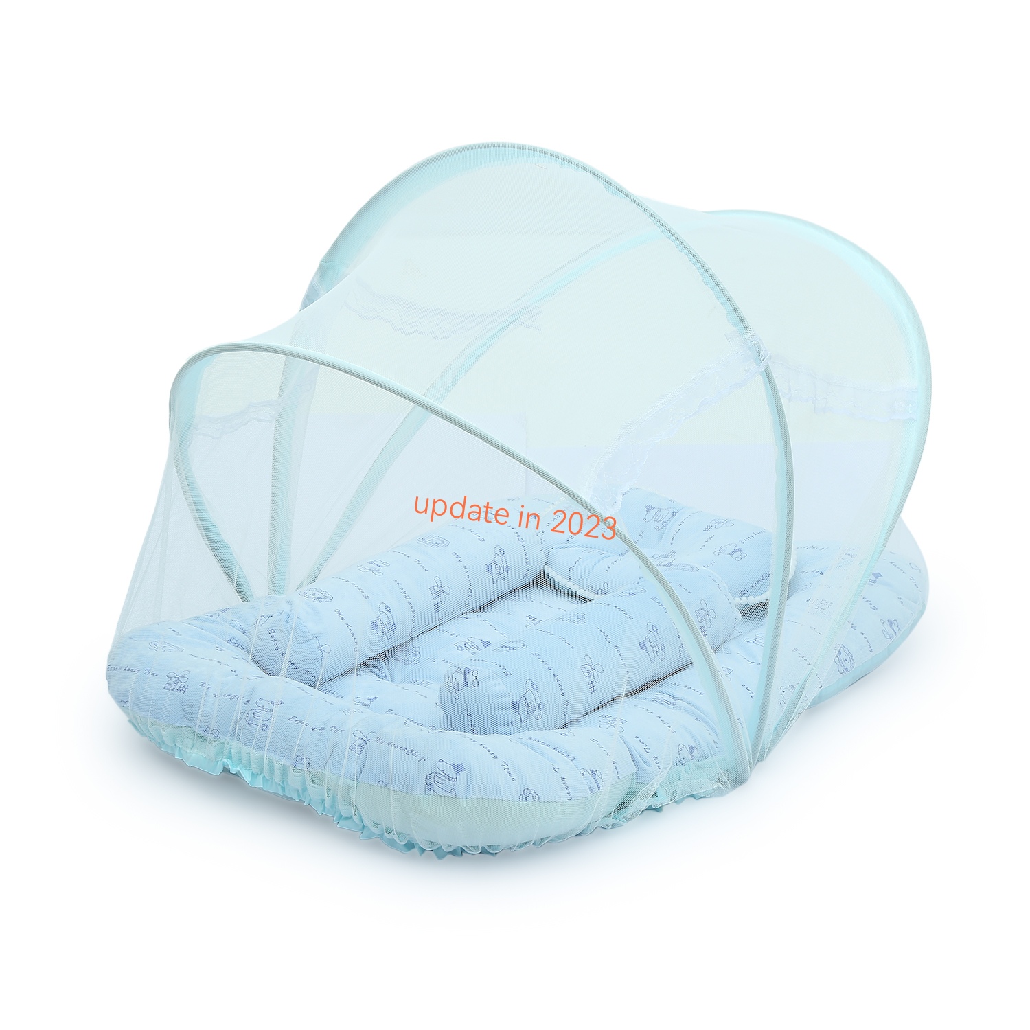 newborn baby velvet bedding set with mosquito net.